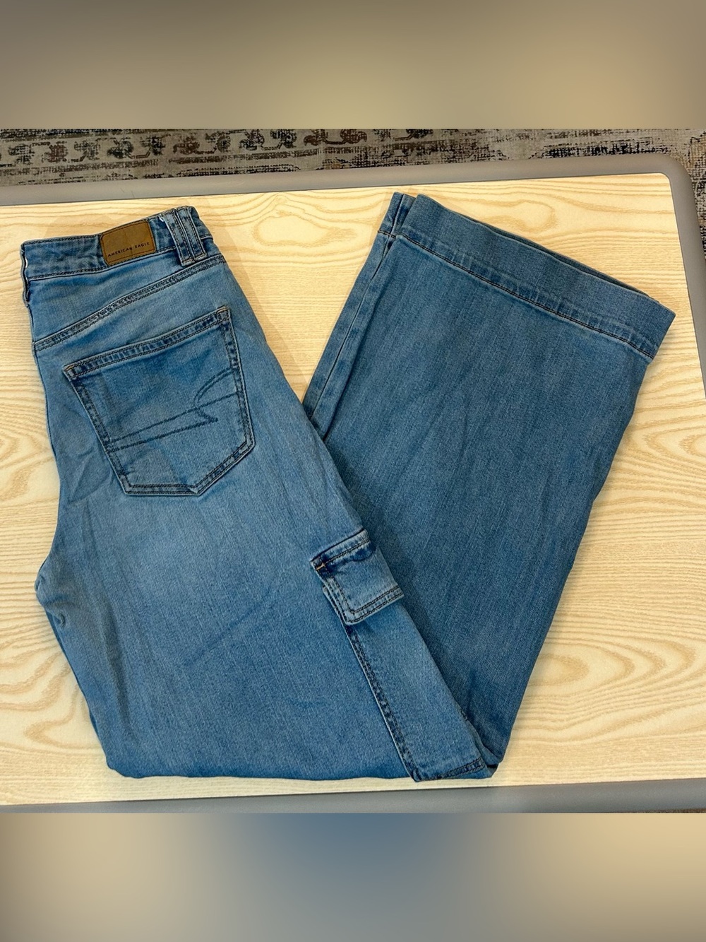 American Eagle Outfitters Women's Light Blue Wide Leg Jeans